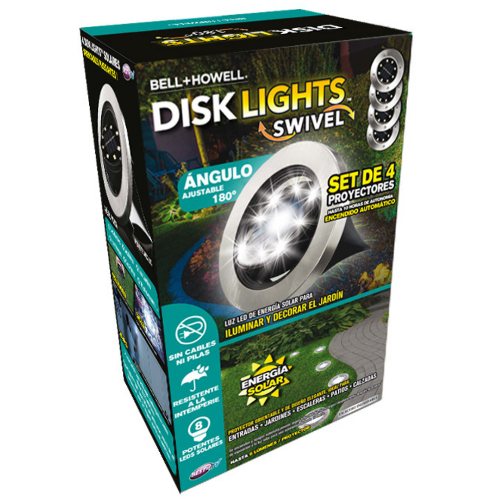 Swivel Disk Lights – Set de 4 luzes solares LED orientáveis