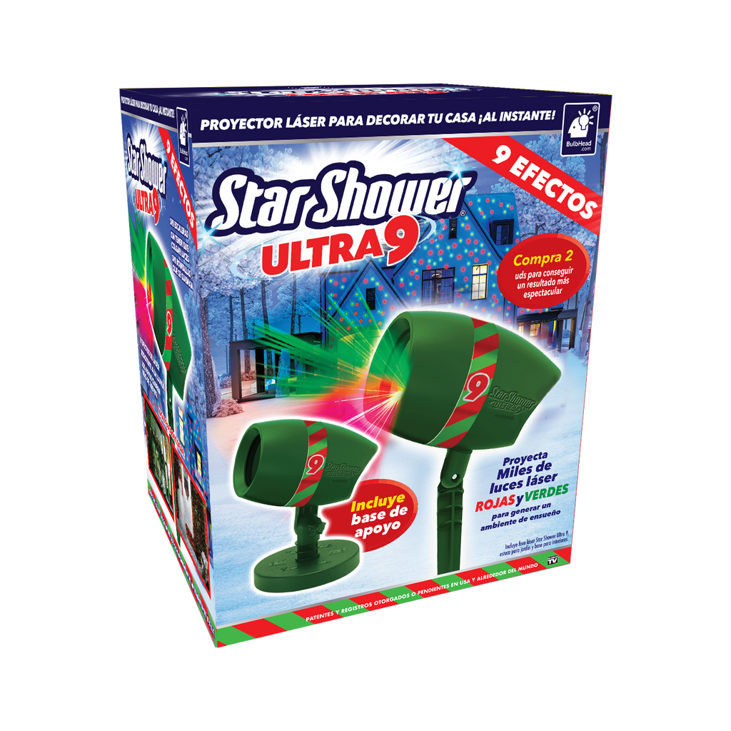 Star Shower Ultra 9 – Projetor laser de luzes vermelhas e verdes para exteriores