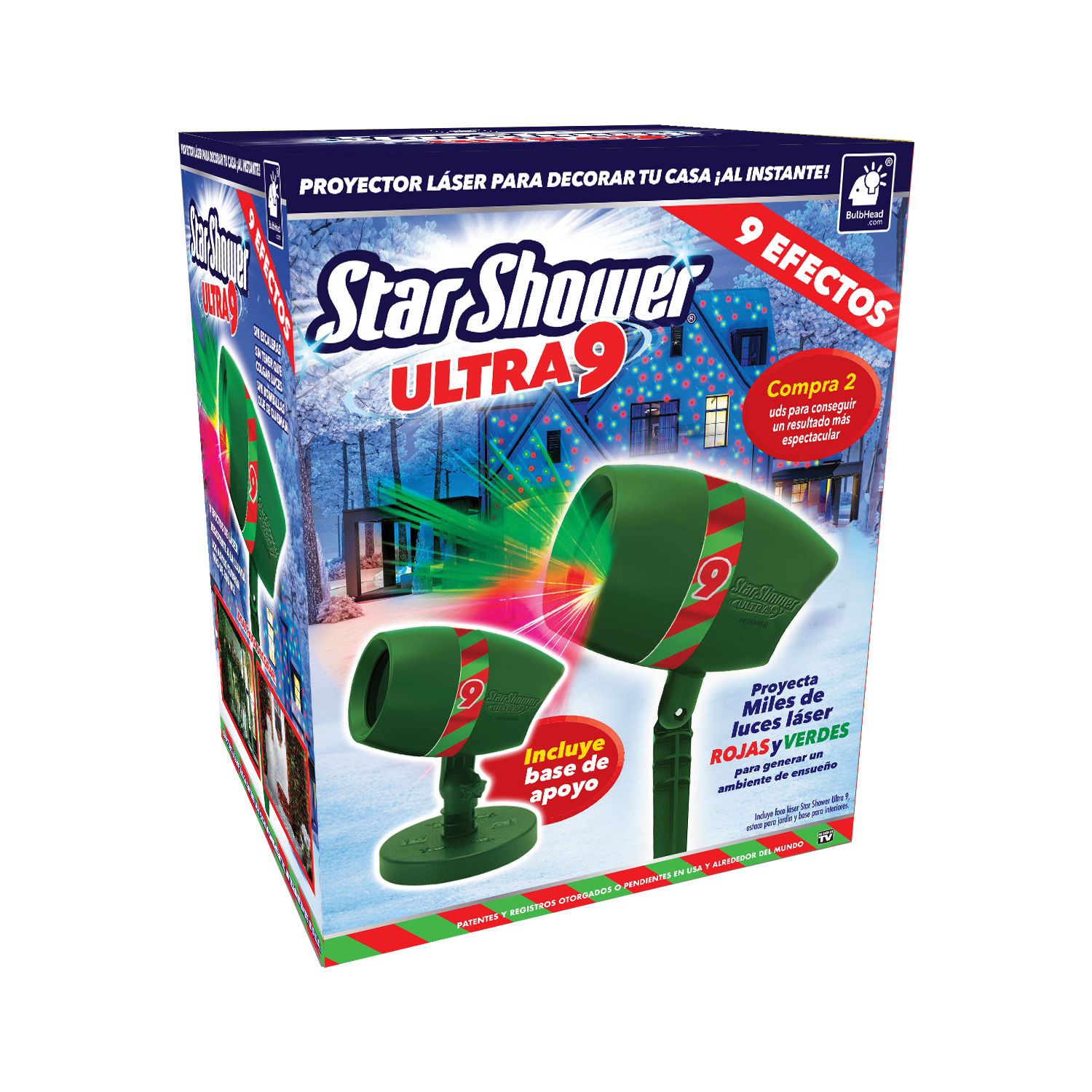 Star Shower Ultra 9 – Projetor laser de luzes vermelhas e verdes para exteriores