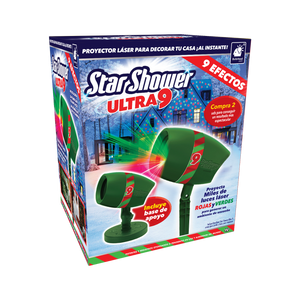 Star Shower Ultra 9 – Proyector láser de luces rojas y verdes para exteriores